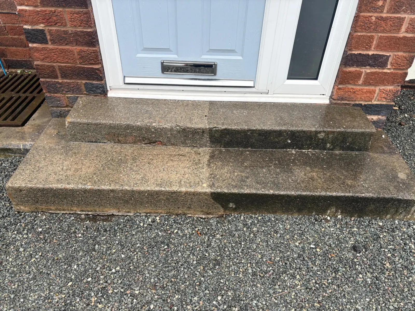 Outdoor steps and patio cleaned by Site Clean